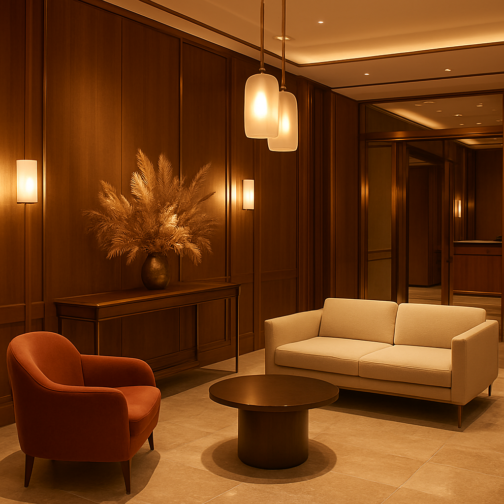 Premium hospitality interior, evoking the strategy and execution Neocatalyst brings to client spaces
